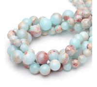 10mm Natural Stone Beads for Jewelry Making,Sky Blue Jasper Polished Smooth Round Gemstone Beads for Bracelet Necklace 15 Inch