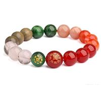 10MM Natural Stone Crystal Red Agate Sun Stone Green Ghost Bracelet Five Elements Supplement Happiness Deficiency Wood Fire Auspicious Men's and Women's Handstrings
