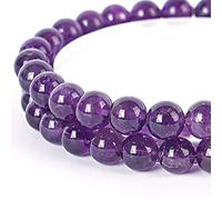 10mm Natural Uruguay Amethyst Round Bead - 35PCS Bulk Gemstone Beads for Jewelry Making, DIY Bracelets, Necklaces - Includes Crystal Stretch Cord