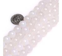 10mm Natural White Agate Beads Round Gemstone Loose Beads for Jewellery Making (38pcs/Strand)