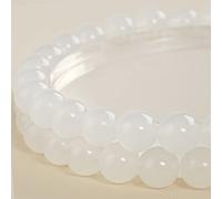 10mm Natural White Agate Round Bead - 35PCS Bulk Gemstone Beads for Jewelry Making, DIY Bracelets, Necklaces - Includes Crystal Stretch Cord