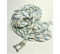 10mm Polyester Braid on Braid Halyard Spliced Key Pin Shackle White With Blue Fleck (30)