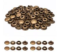 10mm Press Studs Snap Fasteners - 4-Part Metal Snap Buttons for Clothing, Canvas, Fabric, Leather, Wood, DIY Leathercrafts, Bag & Jacket Repair - Bronze, 50pcs