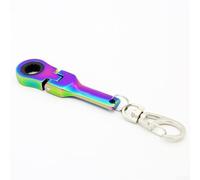 10mm Ratchet Wrench Keychain, 12cm Zinc Alloy Metal Tool Key Ring, Compact Portable Repair Accessory, Real-Function Wrench with Sleek Racing Design, for Automotive Enthusiasts and DIY Users(Neochrome)
