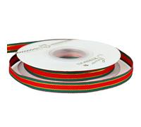 10mm Red Green Ribbon for Gift Wrapping - 22m, Satin Ribbon for Present Wrapping, Xmas Bow, Cake & Gift Bags Decoration
