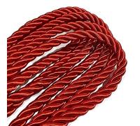 10mm Red Metallic Rope Twisted Cord Strong All Purpose Rope Soft Cotton Polyester Blend 3 Strand Cord Rope for Crafting Upholstery Trim Curtain Tieback Decoration (10mm - Red - 5 Meters)