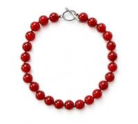 10mm Red Ruby Jade Beaded Necklace for Women, Smooth Round Gemstone, 18 Inch Hand Knotted Jewelry, Elegant Statement Necklace Gift for Her