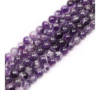 10mm Round Amethyst Crystal Gemstone Beads, 31-36pcs Loose Smooth Healing Power Stone Beads for Bracelet Necklace Jewellery Making and DIY Crafts, 1 Strand 15.5"
