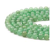 10mm Round Green Aventurine Crystal Gemstone Beads, 31-36pcs Loose Smooth Healing Power Stone Beads for Bracelet Necklace Jewellery Making and DIY Crafts, 1 Strand 15.5"