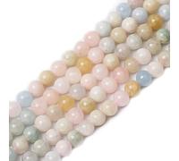 10mm Round Macaron Morganite Gemstone Beads, 31-36pcs Loose Smooth Healing Power Stone Beads for Bracelet Necklace Jewellery Making and DIY Crafts, 1 Strand 15.5"