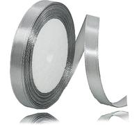 10mm Silver Gray Ribbon for Gift Wrapping 22m, Silver Christmas Ribbons Thin Fabric Satin Ribbon for Present Wrapping Ribbons Christmas Florist Bouquet Cake Hair Bow Crafting Wedding Car Decoration