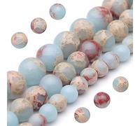 10mm Sky Blue Jasper Polished Round Smooth Stone Beads for Bracelet Necklace 15 Inch