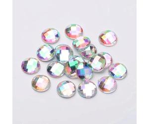 10mm Sparkly Round ab 50 500 Sparkly Mix Flat Back Rhinestone Bead Diamante Gem Crystal Small Wholesale Iridescent Glue on no Holes Silver Backed Faceted Rainbow (50 Pack)