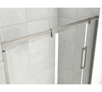 10mm Thick Bathroom Glass Stabilizing Bar with 2 Clamp, Black Gold Gray Silver Fixed Shower Screen Support Base for Frameless Partition, No-Drill-in-Glass(Gray,100cm/3.3ft)