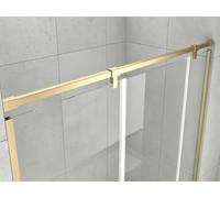 10mm Thick Bathroom Glass Stabilizing Bar with 2 Clamp, Black Gold Gray Silver Fixed Shower Screen Support Base for Frameless Partition, No-Drill-in-Glass(Gold,100cm/3.3ft)