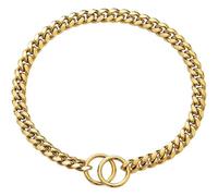10mm Thick Cuban Link Chain Dog Collar, 18K Gold Black Chain Dog Collar ,with 316L Stainless , Don't Pinch Dog Hair large dog collar(3,12inch (30.5cm))
