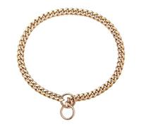 10mm Thick Cuban Link Chain Dog Collar, 18K Gold Black Chain Dog Collar ,with 316L Stainless , Don't Pinch Dog Hair(2,28inch (71cm))