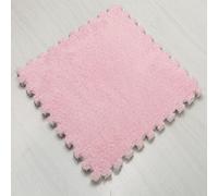10mm Thickned Plush EVA Foam Floor Mat 1pc 30x30cm Square Interlocking Carpet Mat Fluffy Foam Tiles DIY Puzzle Flooring Area Rug(Color:Pink)