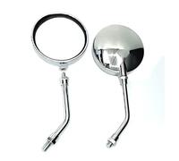 10mm Universal Motorcycle Mirrors Round Convex Glass Short & Long Stems Black/Chrome Motorcycle Mirrors(Silver Long)