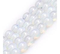 10mm White Opalite Beads Round Semi Precious Gemstone Loose Beads for Jewelry Making (38-40pcs/strand)