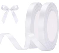 10mm White Ribbon, Yiduohua 22M Ribbons for Gift Wrapping, 2Pcs Gift Wrap Ribbons for Crafting, Halloween & Christmas, Wedding & Valentine's Day Decoration