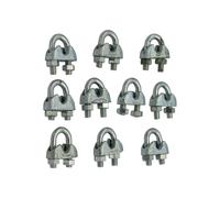 10MM Wire Rope Grips x10 - Galvanised Commercial DIN741 Clamp Bulldog Clip Cable