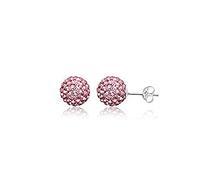 10MM WOMENS Sparkly Disco Ball Sterling Silver Stud Earrings - PINK LIGHT ROSE