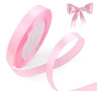 10mm x 22 Meters Baby Pink Ribbon,Double Sided Polyester Pink Ribbon for Gift Wrapping,Thin Satin Ribbon,for Christmas,Wedding,Birthday,Valentine,Bouquets,Car,Hair Bow,DIY Crafting,Party Decoration