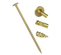 10mm x 400mm 'D' High Performance Yellow Hardened Wafer Head Torx Wood Timber Construction Screw Sleeper Screws with Flat Head Carpenter Screws (Pack of 10) J10-J13ABC