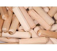 10mm x 60mm Wooden Dowel Pins Grooved Dowels Plugs Chamfered Fluted Pin Wood for Furniture Woodwork Joinery - Pack of 20 (Birchwood)
