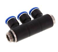 10mm x G3/8'' 3-way Manifold Push-in Fitting with Male Threads Brass/PA 66 NBR Rotatable