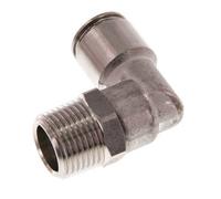 10mm x R3/8'' 90deg Elbow Push-in Fitting with Male Threads Stainless Steel FKM Rotatable