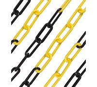 10mm Yellow & Black Plastic Safety Barrier Garden Fence Post Decorative Link Chain (6mtr)