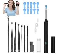 10mp HD Ear Cleaner Kit with Camera and LED Light, 2-in-1 Ear Cleaner with Precision Tweezers & Silicone Scoop, Ear Wax Removal Tool, Wireless & Easy to Use (Black)