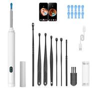 10mp HD Ear Cleaner Kit with Camera and LED Light, 2-in-1 Ear Cleaner with Precision Tweezers & Silicone Scoop, Ear Wax Removal, IP67 Waterproof Lens, Wireless & Easy to Use (White)