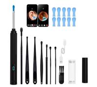 10mp HD Ear Cleaner Kit with Camera and LED Light, with Precision Tweezers & Silicone Scoop,2026 New 2-in-1 Ear Cleaner, Earwax with Ease, IP67 Waterproof Lens, Wireless & Easy to Use (Black)