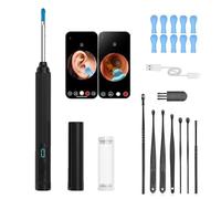 10mp HD Ear Cleaner Kit with Precision Tweezers & Silicone Scoop, 2-in-1 Ear Cleaner with Camera with LED Lights, Wireless & Easy to Use, Kit - Precise and Safe Cleaning Device (1 * Black)