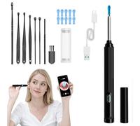 10mp HD Ear Cleaner Kit with Precision Tweezers & Silicone Scoop - 2-in-1 Wireless Ear Camera with LED Light, Waterproof IP67, Safe Earwax Removal Tool (Black)