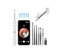 10MP HD Ear Cleaner with Camera, Ear Wax Removal Tool with LED Light, Wireless Ear Cleaning Kit with Tweezers & Silicone Scoop, IP67 Waterproof, Easy to Use (White)