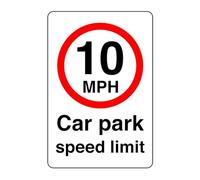 10mph car park speed limit - 1.2mm Rigid plastic high-visibility and durability for indoor/outdoor usage (150mm x 100mm) Ensures Safety Within 3m Viewing Distance.