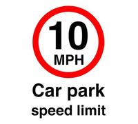 10mph car park speed limit - 3mm Aluminum Dibond high-visibility and durability for indoor/outdoor usage (600mm x 400mm) Ensures Safety Within 20m Viewing Distance.