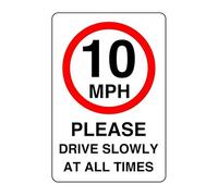10mph please drive slowly at all times- 1.2mm Rigid plastic high-visibility and durability for indoor/outdoor usage (400mm x 300mm) Ensures Safety Within 14m Viewing Distance.
