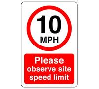 10mph Please observe site speed limit - 3mm Aluminum Dibond high-visibility and durability for indoor/outdoor usage (600mm x 400mm) Ensures Safety Within 20m Viewing Distance.