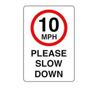 10mph Please slow down - 1.2mm Rigid plastic high-visibility and durability for indoor/outdoor usage (600mm x 400mm) Ensures Safety Within 20m Viewing Distance.