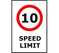 10mph Speed Limit | 40cm x 30cm | Red/White - PVC Plastic Sign for Residential Areas, Private Roads, Parking Lots, Pedestrian Safety Zones | UK-Made with Renewable Energy