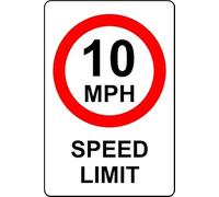 10mph Speed Limit Safety Sign - 3mm Aluminium Sign (300mm x 200mm)