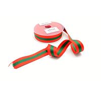10mtrs x 30mm Heavy Duty Polyester Webbing - Red, Green Stripe