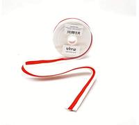 10mtrs x 30mm Heavy Duty Polyester Webbing - White, Red Stripe