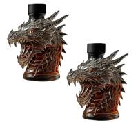 10oz / 300ml Whiskey Decanter Bottle - Art Statue, Interesting Gulong Head Whiskey Decanter Sculpture, Premium High Borosilicate Glass Animal-Shaped Liquor Carafe Ornaments Statue(2PCS)