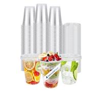 10oz Crystal Clear Smoothie Cups with Flat lids, Perfect for Iced Coffee, Milkshake, Slurpee, Ice Cream, Razzle, Slush, Smoothy, Party's - Pack of 20